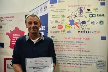 Alain Sergent distingué pour ses bonnes pratiques pour éviter la douleur à la castration avec l’immunocastration.