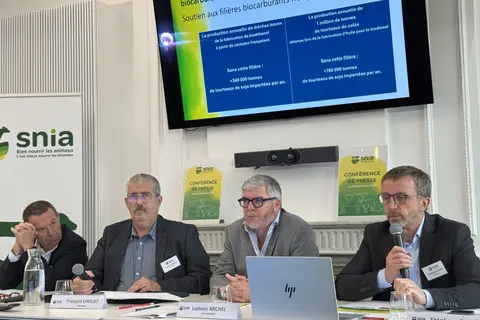 Les dirigeants du SNIA à la conférence du 13 novembre. De gauche à droite : Phillippe Manry (vice-président), François Cholat (président), Ludov